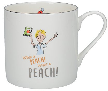 Roald Dahl Large Bone China Mug with JAMES AND THE GIANT PEACH Illustration and Silver Rim, 450 ml (16 fl oz) - White