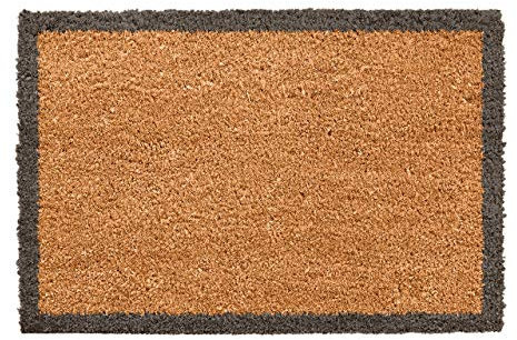CKB LTD® DOORMAT with Charcoal Border Unique Doormats Front or Back Door Mats Made with a non-slip PVC backing - Natural coir - Indoor & Outdoor