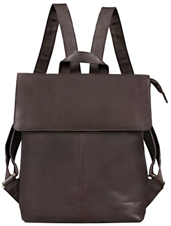 STILORD 'Charlie' Vintage Leather Backpack Brown Satchel for Women Men Unisex Daypack for 13,3 Inch MacBook Laptop Rucksack in Genuine Leather, Colour:Flat Dark Brown