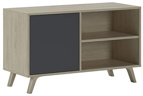 Skraut Home | Mueble de TV para Salón | 57 x 95 x 40 cm | Indicado para TV de 32/40 | Modelo Wind 100 | Puccini | Puerta Abatible Color Gris