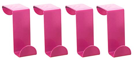 TOYANDONA 4 Stück Edelstahl über Türhaken für Mäntel Robe Hut Handtücher (Pink)