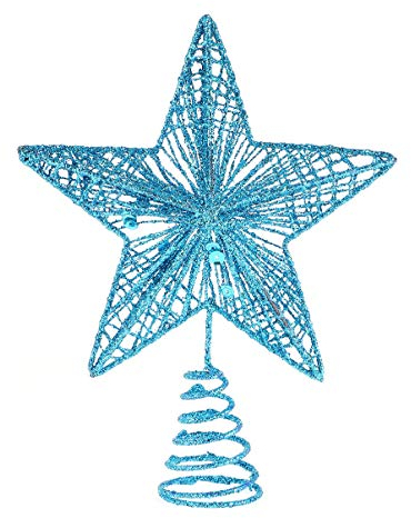 Christbaumspitze Glitzer Weihnachtsstern Metalldraht Weihnachtsbaumspitze Stern Baumspitze Stern Baumschmuck Weihnachtsbaum Topper Baumkrone Xmas Ornament Dekoration 20x16 cm