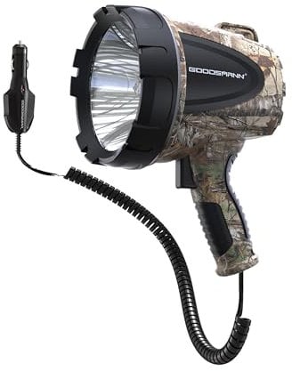 GOODSMANN 1500 Lumen Spotlight Halogen Water Resist with 12 Volt DC Car Charger for Camping Boating Fishing Hunting Hiking Patrolling and Road Trips (Xtra)