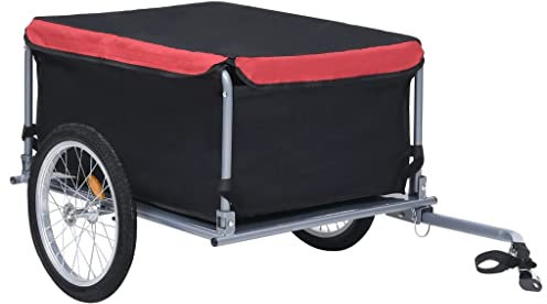 vidaXL Fahrrad Lastenanhänger Klappbare Deichsel Fahrradanhänger Transportanhänger Anhänger Handwagen Radanhänger Schwarz Rot 65kg