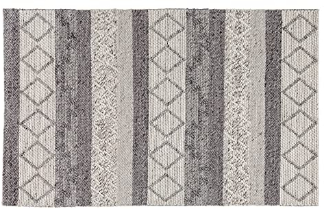 Riess Ambiente Skandinavischer Wollteppich Yarn 240x160cm grau beige Strickmuster handgewebt Schurwolle Teppich Wohnzimmerteppich Läufer
