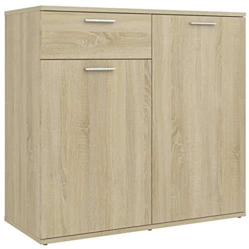 vidaXL Sideboard mit 2 Türen 1 Schublade Kommode Anrichte Mehrzweckschrank Beistellschrank Schrank Standschrank Sonoma-Eiche 80x36x75cm Holzwerkstoff