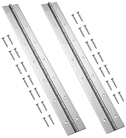 FVSEC Marine Grade 304 Stainless Steel Piano Hinge, 16.5X2 Continuous Boat Hinge, 0.06'' Thickness Heavy Duty Polished Finish Long Hinge with Screw for Cabinet, Cabin Door, Stocker Box(2 Pack)