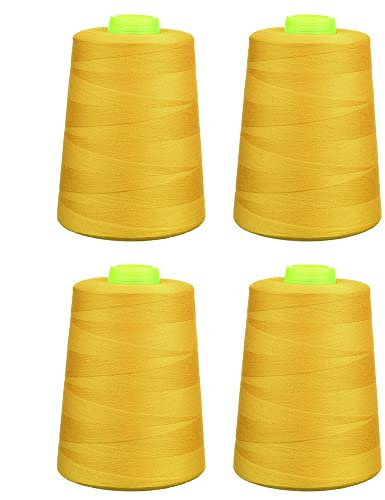 Phönix 4x5000m Universal Qualitätsgarn, Stärke 120 Nähgarn für Overlock-Nähmaschinen (Gelb)