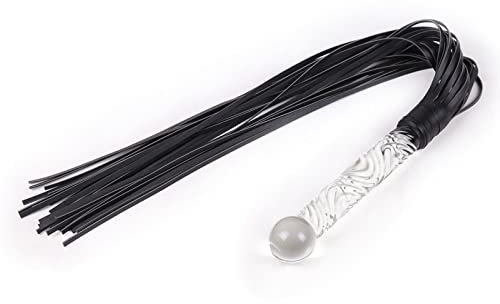 TISVY Horse Whip, Real Leather Tassels Riding Crop Flogger Handle for Equestrian Teaching Training