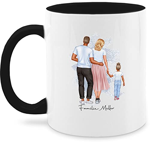 Tasse Tassen 325ml - Familie Mama Papa Kind - 325 ml - Schwarz - familien geschenke muttertagstasse mutti mom dad kaffeetasse mugs father mother daughter mutter-tasse muttertag vater und tochter