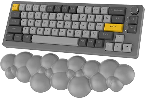 ZIYOU LANG Cloud Keyboard Wrist Rest, Tenkeyless Memory Foam Hand Palm Rest Wrist Rest PU Material Anti-Slip Rubber Base Support for 60%,75%,100% Keyboard, Typing And Wrist Pain Relief, 15.2 Inch-Gray