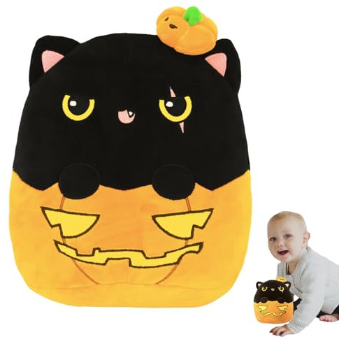 POPOYU Halloween Plüsch,8’’ Kleines Kuscheltier Kürbiskatze Stofftier Gefüllte Plüschpuppe,Halloween Squishmallows Plüschkissen Spielzeug für Kinder Mädchen Jungen Halloween·Sofa Dekoration Geschenk