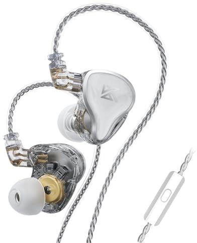 Keephifi KZ ZAS Auriculares In-Ear con Cable, 7BA + 1DD IEM, Monitor In-Ear de 16 Unidades (Blanco, con Micrófono)