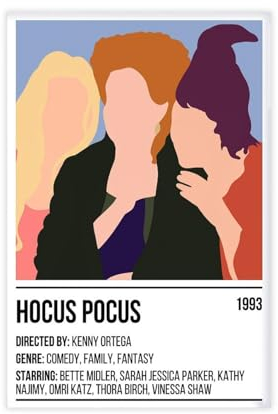 Hocus Pocus Poster Filmposter Film Leinwand Poster Schlafzimmer Dekor Sport Landschaft Büro Zimmer Dekor Geschenk ungerahmt 30 x 45 cm