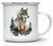 MAXIKIWI - Tasse à café ou thé en émail durable pour intérieur et extérieur - Art mural loup aquarelle - 350 ml