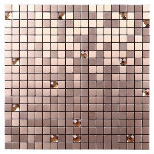 Tile Sticker,Kitchen Mosaic Backsplash Sticker Mosaic Brushed with Diamonds Background Wall Stickers 30 * 30CM(Rose gold)