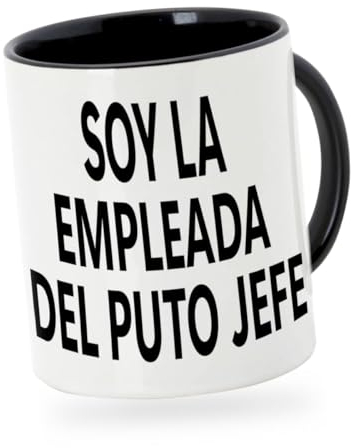 DEREGALOOS Taza Divertida Jefe, Empleado | Regalos Graciosos para Mujer | Tazas de Cafe Originales con Frase Divertida Jefes, Empleados | Taza Divertida, Regalos Compañeros de Trabajo