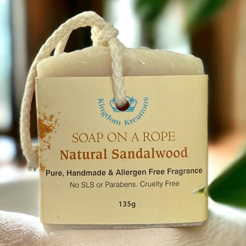 Handmade Soap - NATURAL SANDALWOOD SOAP ON A ROPE