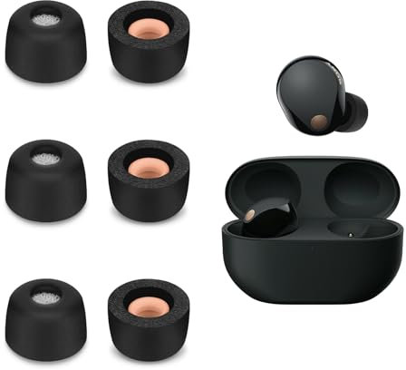 3 Paar Ersatz In-Ear Kopfhörer Kompatibel mit Sony WF-1000XM5, Gepolsterte Ohrstöpsel In-Ear Kopfhörer (S, Schwarz)