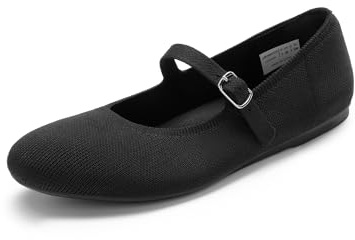 DREAM PAIRS Women's Mary Jane Ballet Flat Shoes Dressy Foldable Knit Flats with Arch Support Comfortable for Casual Work Office,Size 8,Black,DWUMFA2519
