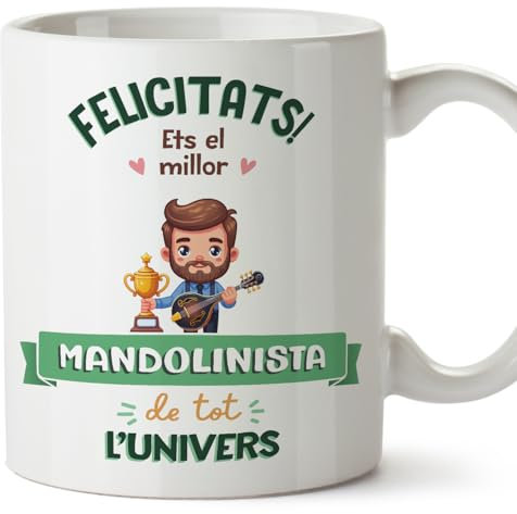 Mugffins Tassen/Becher mit Spruch für MANDOLINIST Mann - Auf katalanisch - Millor Univers Trofeu - 11 oz / 330 ml - originelles und lustiges Geschenk Mitarbeiter