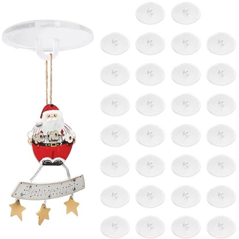 Rixotix 30 Stück Deckenhaken Selbstklebend, Klebehaken Ohne Bohren Selbstklebend Transparent, Selbstklebende Haken für Küche Badezimmer Wand Decke Tür Aufhängen, Weihnachten Halloween Dekoration