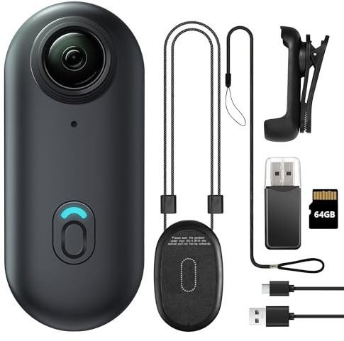Meoilkolnm 64GB FHD 1080P Mini Body Camera, Wearable Action Body Cam, Thumb Size Hands Free Recording Body Worn Camera, Premium Portable Camcorder Mount Anywhere for Pet Walking, Work, Travel (Black)