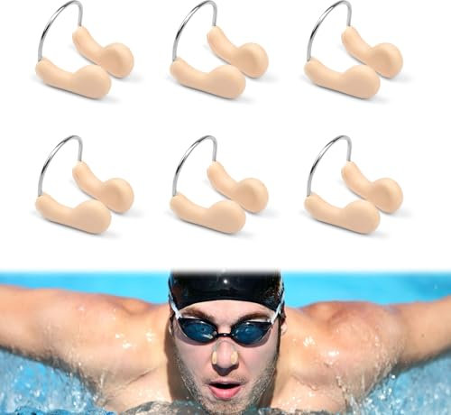 Deepton Nasenklammer Schwimmen Unisex, 6 Stück Nasenclip Schwimmen Wasserdicht, Nasenklammer Schwimmen Kinder Komfortable, Silikon Nose Clip für Erwachsene, Kinder, Schwimmen Anfänger, Profischwimmer