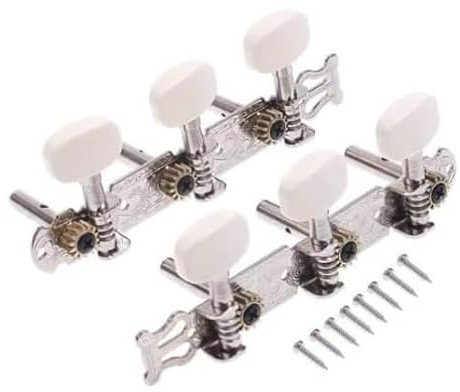 CABLEPELADO - Lot de 2 chevilles d'accordage de guitare avec boutons en plastique ovales blancs, distance standard 35 mm, vis incluses - Pièces de rechange pour guitare acoustique et classique