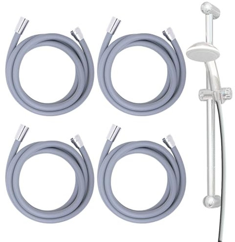BadeStern Brausenschlauch: 4er-Set flexible Silikon-Duschschläuche mit Verdrehschutz,1,5Meter,gra
