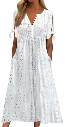 Cocila Robe AjouréE à Manches Courtes Et Col en V pour Femmes Couleur Unie La DéContractéE Blouse Auxiliaire De Vie T Shirts De Noel Femme Polo Femme Manches Longues Chemise Tee Shirts Noir T