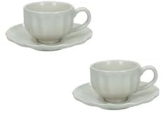 BRANDANI Set 2 Tazzine da caffè con piattino Calipso 51435 Rotonda D.12,5cm H.6,5cm Avorio Panna Porcellana