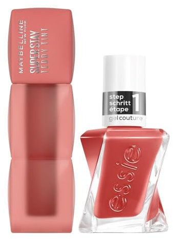 Maybelline New York Super Stay Teddy Tint Blurred Matte Lipstick and Essie Gel-Like Nail Polish, Matching Lip & Nail Combo