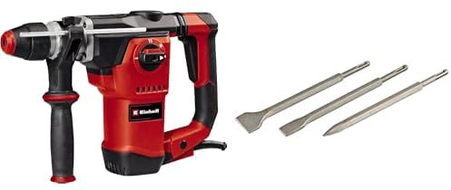 Einhell Martillo perforador TE-RH 32-1600 4F (1600W, 4,5 J, perforación por percusión/perforación/cincelado con y sin fijación, mecanismo percutor neumático, incl. maletín) + Set de cinceles SDS