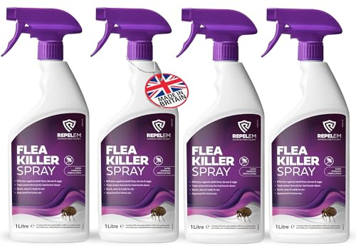 REPELEM Flea Spray for The Home - Household Killer, Kills Eggs & Larvae 4L | Professional Strength Formula, Household & Carpet Treatment, Kills Fleas, Larvae & Eggs, Low Toxicity, Ready to Use