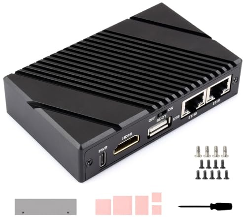 Waveshare CM5-DUAL-ETH-BOX-B, Gigabit/2.5G Dual Ethernet Mini-Computer (B) Based On Pi CM5(NOT Included), Dual RJ45 Ethernet Ports, Support 4K Display Output & Dual MIPI Interfaces
