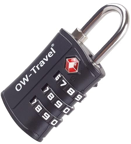 OW-Travel Zahlenschloss ABS 3 Stellig Kofferschloss Vorhängeschloss Gepäckschloss Sicherheitsschloss Diebstahl Sicheres Lock TSA Schloss Zahlencode für Reisekoffer Spind Rucksack Luggage:1 Schwarz