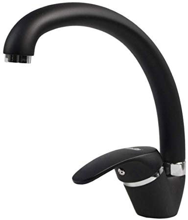 Vetrineinrete® Rubinetto per lavello da cucina a canna alta miscelatore monocomando per lavandino M39 (Nero opaco)