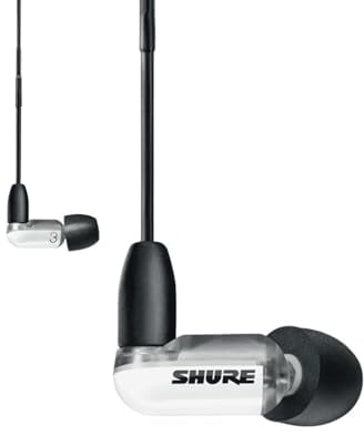 Shure AONIC 3 Auricolari Sound Isolating cablati, suono trasparente, driver singolo, vestibilità in ear , cavo staccabile, compatibili con dispositivi Apple e Android Bianchi