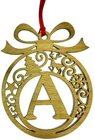 Laser cut Christmas tree bauble decoration: Letter A
