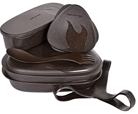 Light My Fire Camping Geschirr Set - 6 Teilig Salat to Go Box - Brotdose Erwachsene mit Camping Besteck - 100% BPA Frei Plastikgeschirr Wiederverwendbar - Lunch Box mit Fächern fürs Büro & Schule