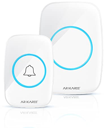 ARIKAREE Campanello Senza Fili da Esterno, Citofono Casa Wireless Ring Doorbell Impermeabile con Pulsante Smart, Cicalino Porta Interno 12V Senza Filo (Bianco 1TX+1RX)