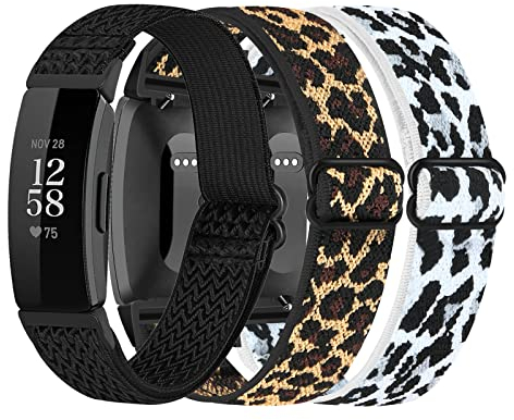 3er-Pack elastische Nylonbänder kompatibel mit Fitbit Inspire 2 / Inspire HR/Inspire/Ace 2, weiche verstellbare Solo Loop Ersatzbänder für Fitbit Inspire Fitness Tracker Damen Herren