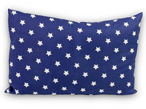 Coussin parfumé à l´eucalyptus bio - Coussin aux herbes 30x20cm - Taie bleu étoilé + housse intérieure supplémentaire bio - 100% naturel. Eucalyptus bio + balles d´épeautre bio