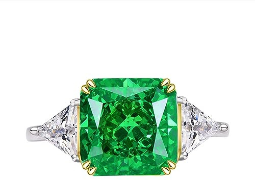 WAHZAUS Verlobungsringe für Damen, 8 Karat, Kissenschliff, 10 x 10 mm, Zirkonia, Ewigkeitsringe, 925er-Sterlingsilber, Ringe für Damen, stilvoll, personalisierbar, hypoallergen