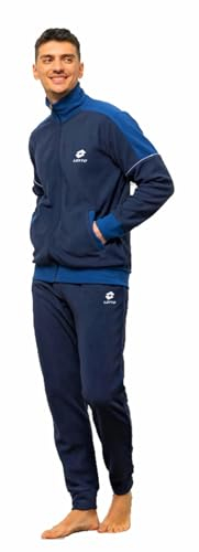 Lotto Tuta UOMO in Pile con Zip Intera - Tuta Uomo Casa - Tuta Uomo Invernale - Tuta Uomo Completa - Tuta Uomo Pile (2021 BLU, XL)