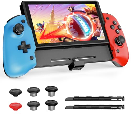 NexiGo Gripcon con Sensor Hall (sin Deriva, sin Zona Muerta) con Joystick de detección Hall para Nintendo Switch/Switch OLED, Modo portátil ergonómico, giroscopio de 6 Ejes, clásico