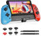NexiGo Gripcon con Sensor Hall (sin Deriva, sin Zona Muerta) con Joystick de detección Hall para Nintendo Switch/Switch OLED, Modo portátil ergonómico, giroscopio de 6 Ejes, clásico