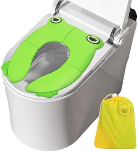 Foldable Potty Toilet Seat, Travel Baby Toilet Training Seat Cover, Fold Up Toilet Seat for Child Kids, Portable Toddlers Folding Toilet Pads with 6 Anti Slip Silicone Pads and 1 Carry Bag