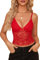 Weardear Damen Tank Tops Sexy Spitze Bauchfrei Camisole Sommer Ärmellose Crop Spaghetti Top V-Ausschnitt Basic Spitzentop Lässiges Y2K Vest Oberteile Rot M